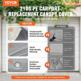 VEVOR canopy fabric close-up shows 16x16 weave for strength