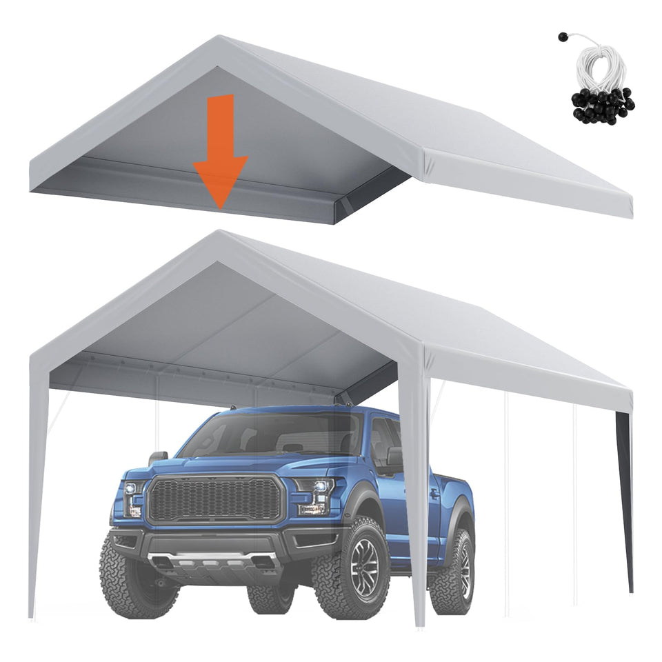 VEVOR carport top cover 10x20 grey for durable weather protection