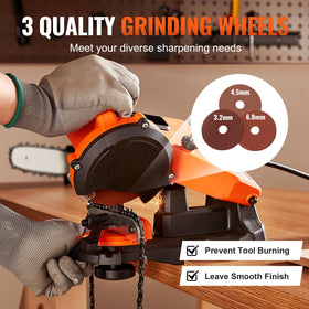 VEVOR three grinding wheels restore chain sharpness precisely and consistently.