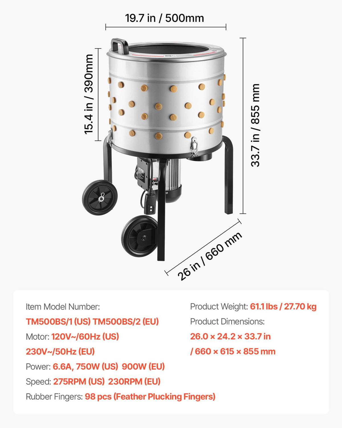 VEVOR stainless steel body resists corrosion for long-term durability in shed or backyard use.
