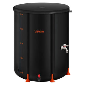 VEVOR collapsible rain barrel 53-gallon side view for easy garden watering and storage.