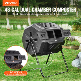 VEVOR compost bin 360-tumble-action for thorough mixing.