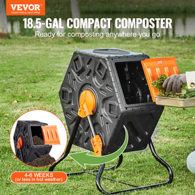 VEVOR 360° tumbling action for thorough mixing and faster composting.