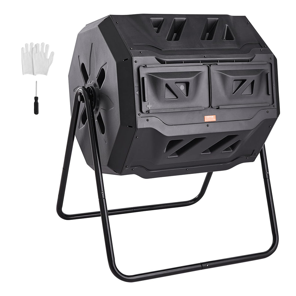 VEVOR 43-gallon dual-chamber compost bin ready for continuous operation.