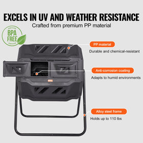 VEVOR BPA-free PP compost bin suitable for outdoor garden use.