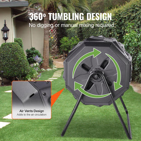 VEVOR compost bin with sturdy metal frame supporting outdoor setup.