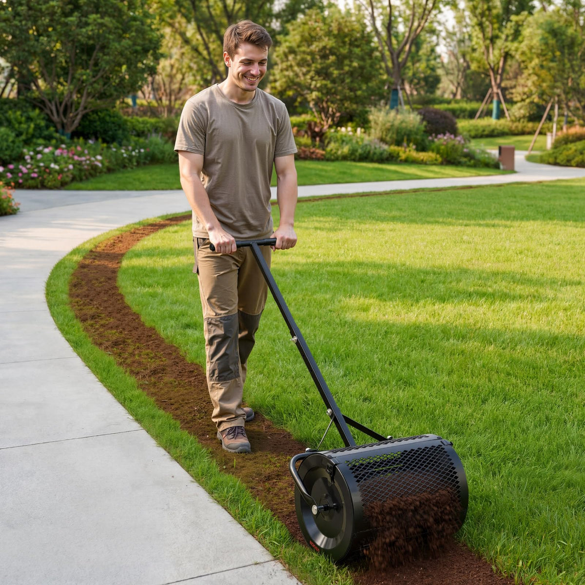 VEVOR compost spreader three height options for varying user heights