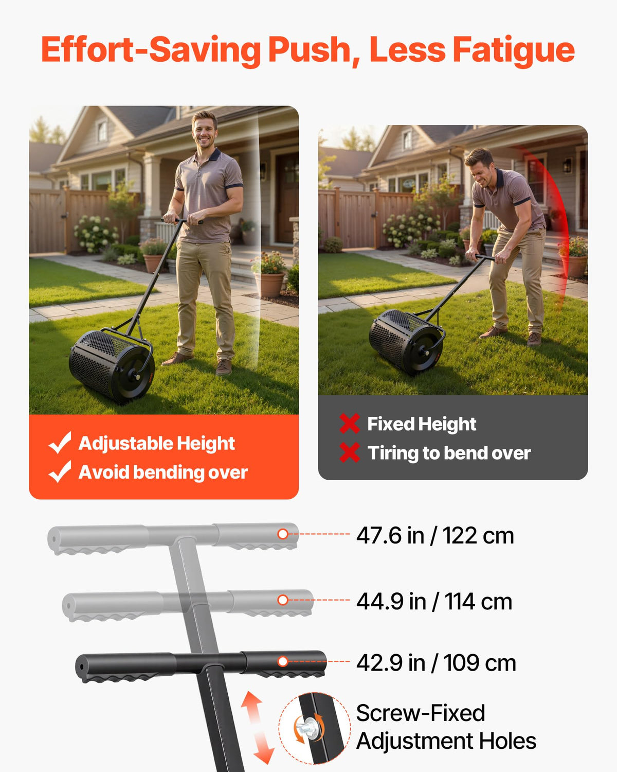 VEVOR compost spreader side latches prevent accidental opening during use