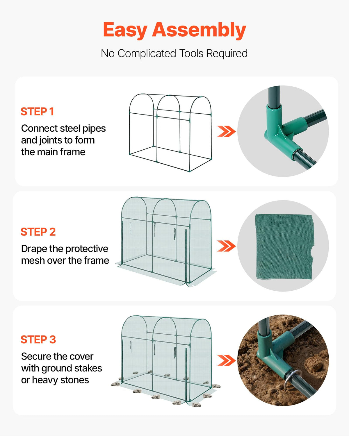 VEVOR crop cage easy installation without tools makes setup quick.