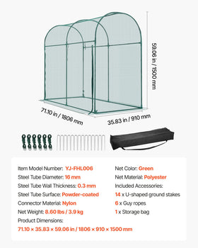 VEVOR crop cage includes ground stakes for stable anchoring against winds.