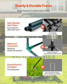 VEVOR Crop Cage sturdy steel frame stands strong against outdoor conditions.