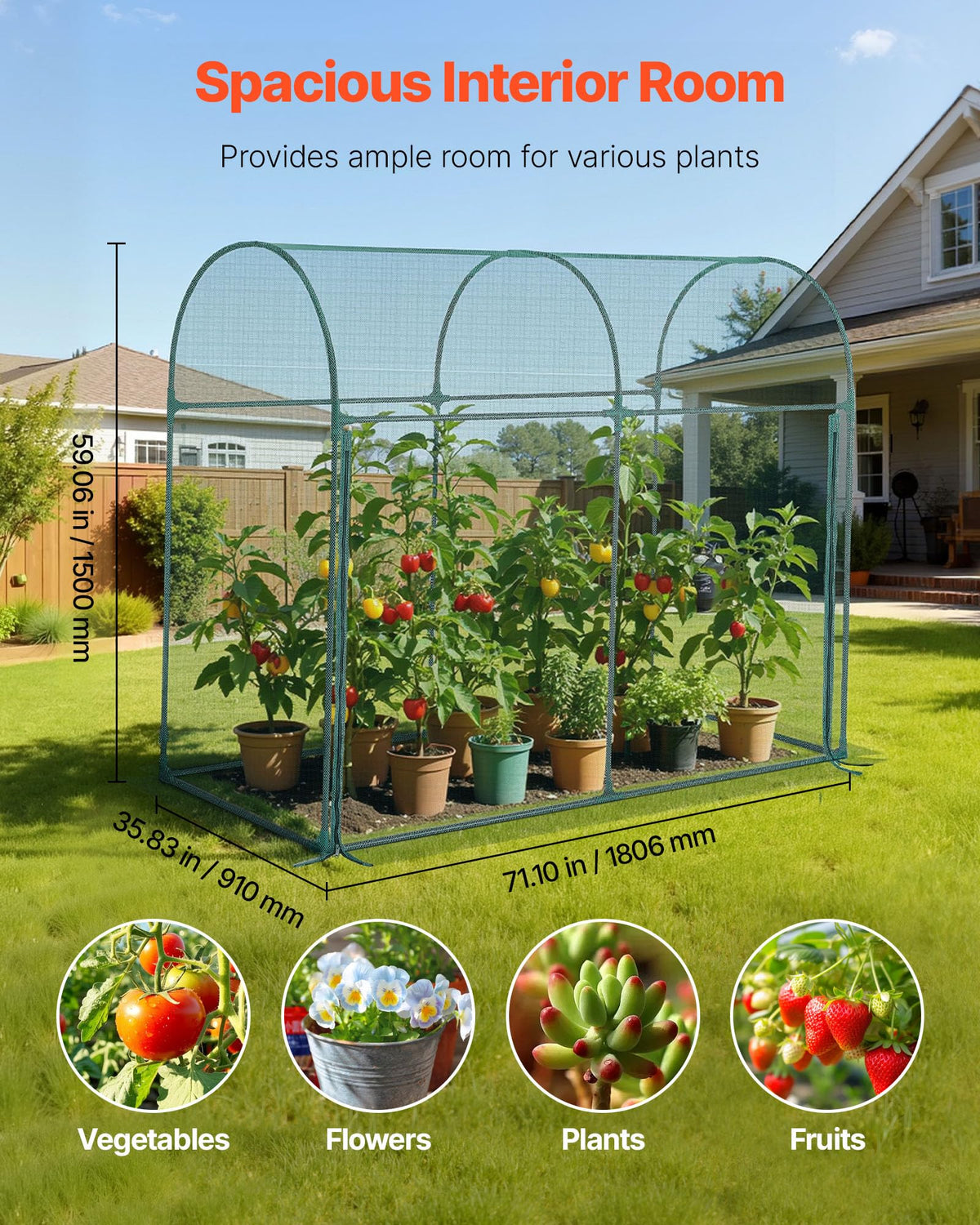 VEVOR crop cage wind-resistance frame keeps plants safe during breezy days.