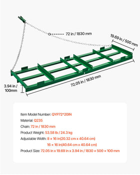 VEVOR Drag Harrow compatible with ATVs, UTVs, trucks, and tractors.