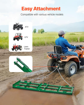 VEVOR Drag Harrow crossbars add weight for smoother soil leveling.