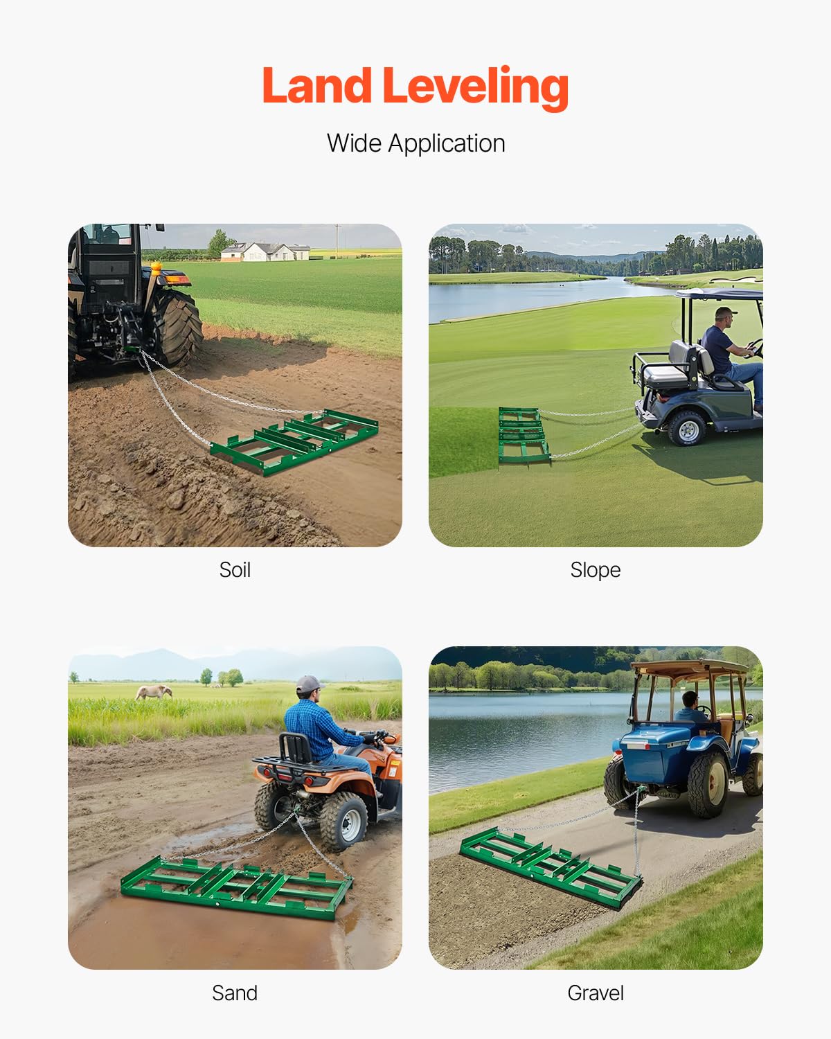 VEVOR drag harrow green powder coating resists rust outdoors