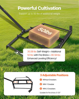 VEVOR drag harrow holds up to 50lbs for heavy-duty soil leveling.