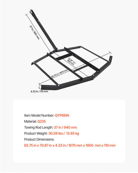 VEVOR drag harrow features rust-resistant powder coating for outdoor use.