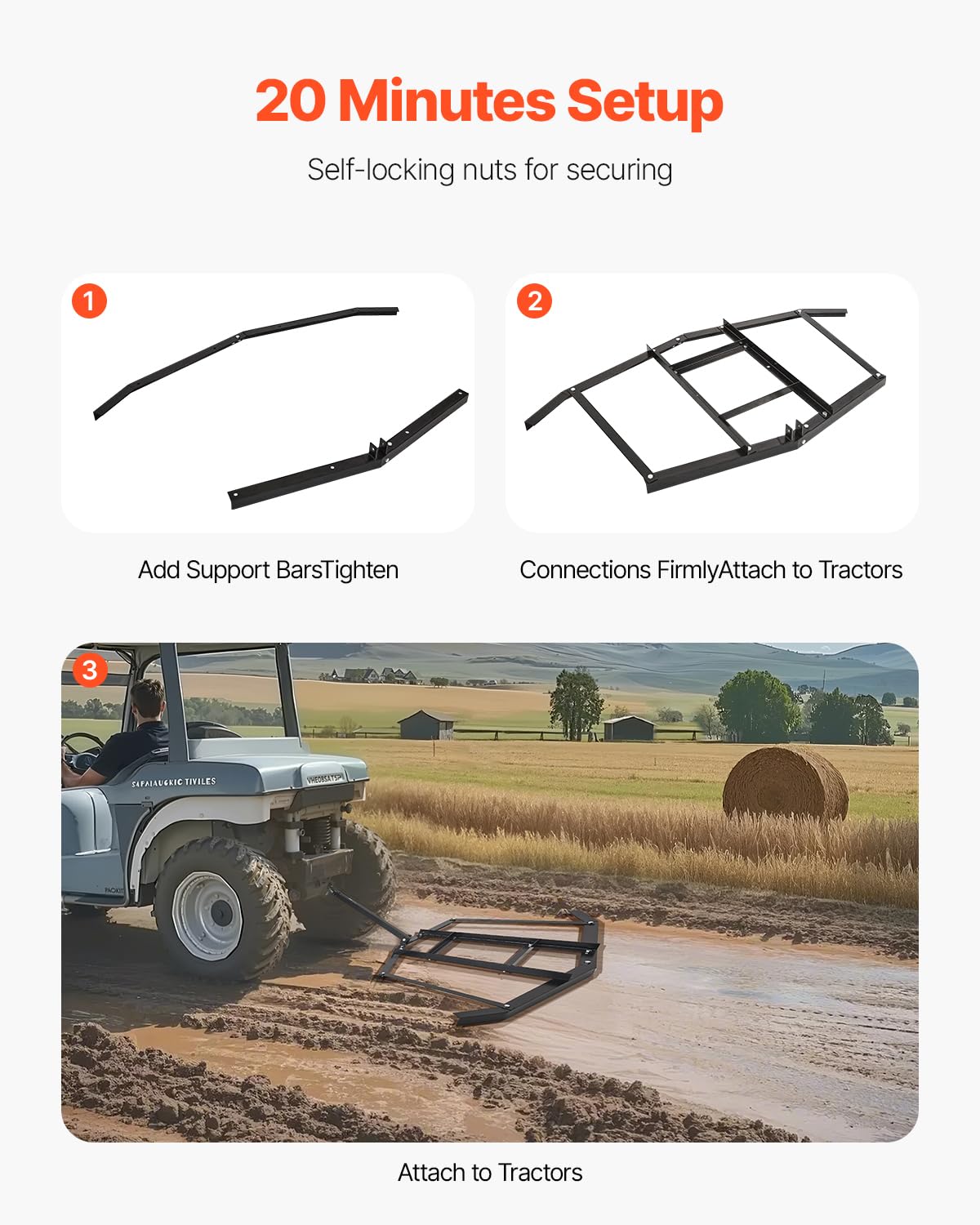 VEVOR drag harrow weighs 30.58 pounds for stable operation.