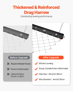 VEVOR drag harrow wide-coverage across large areas boosts efficiency in land leveling.