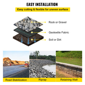 VEVOR Weed barrier blocks sunlight to reduce evaporation in landscaping.