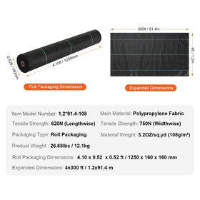 VEVOR durable polypropylene weed barrier provides long lasting garden protection.