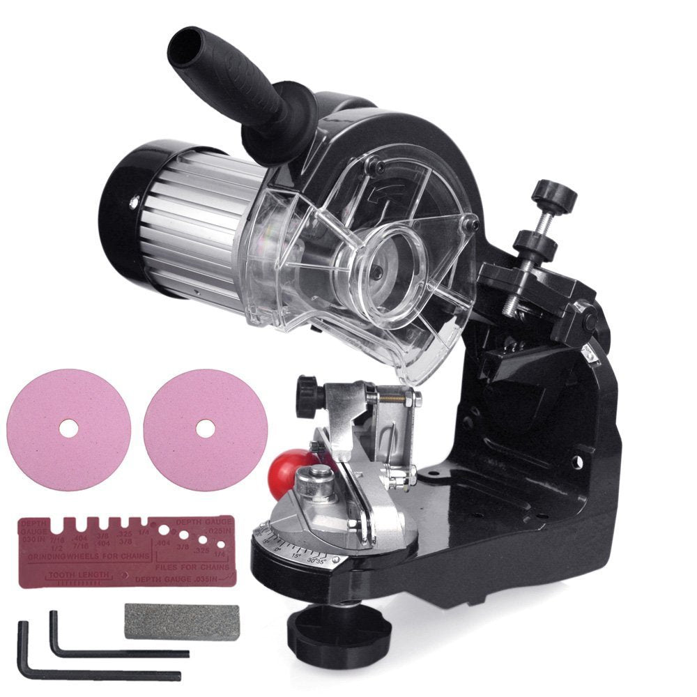 VEVOR electric chainsaw sharpener with aluminum body for durable daily use.