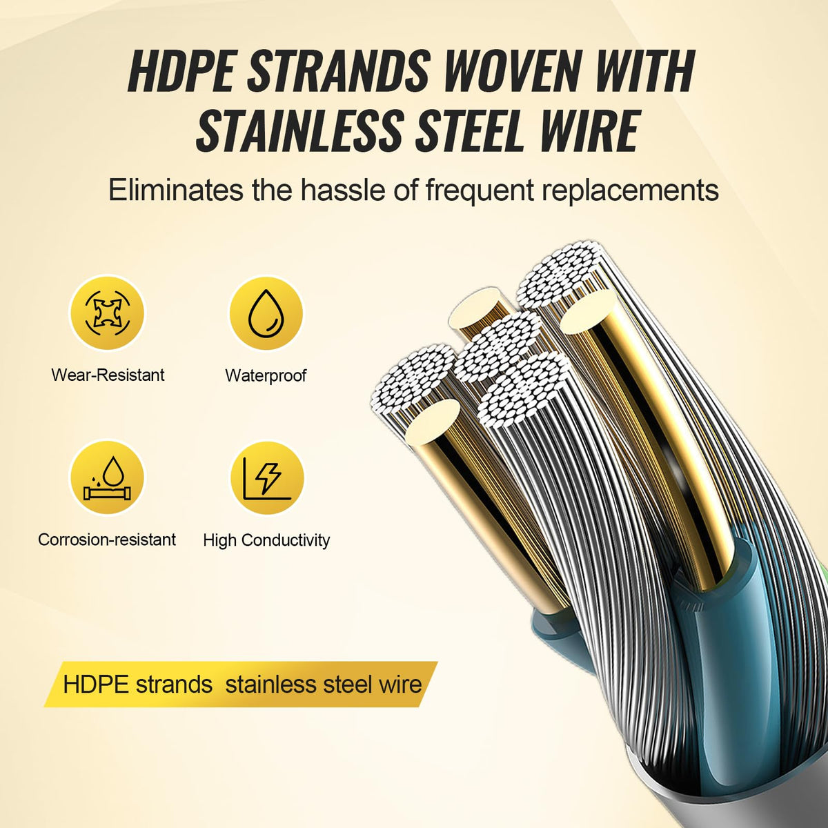 VEVOR tape uses six stainless steel strands for improved conductivity.