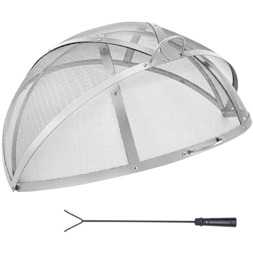 VEVOR firepit spark screen lid 36-inch diameter protects fire with rust-resistant stainless steel