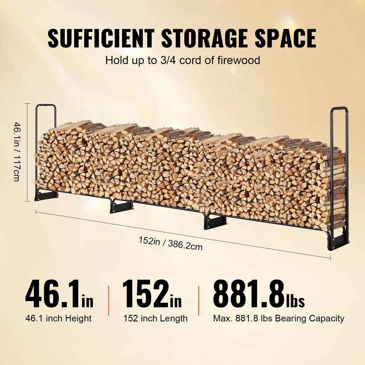 VEVOR 600D Oxford cover on rack protecting logs from weather
