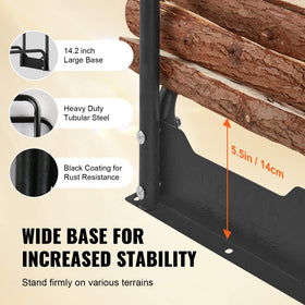 Widened base for stability on VEVOR firewood rack
