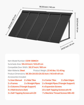 VEVOR over door entrance canopy providing shade and rain protection