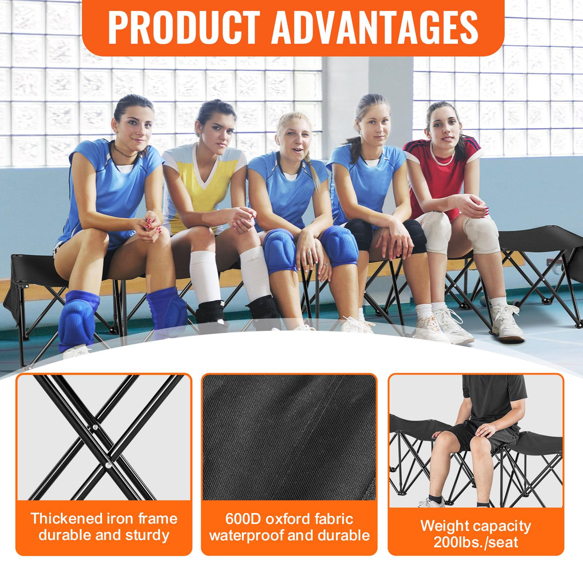 VEVOR bench folded compactly for easy storage