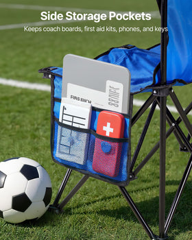 VEVOR folded blue bench compact for space-saving storage and quick setup.