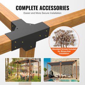 VEVOR four-way pergola bracket base-assembly demonstrates simple DIY installation.