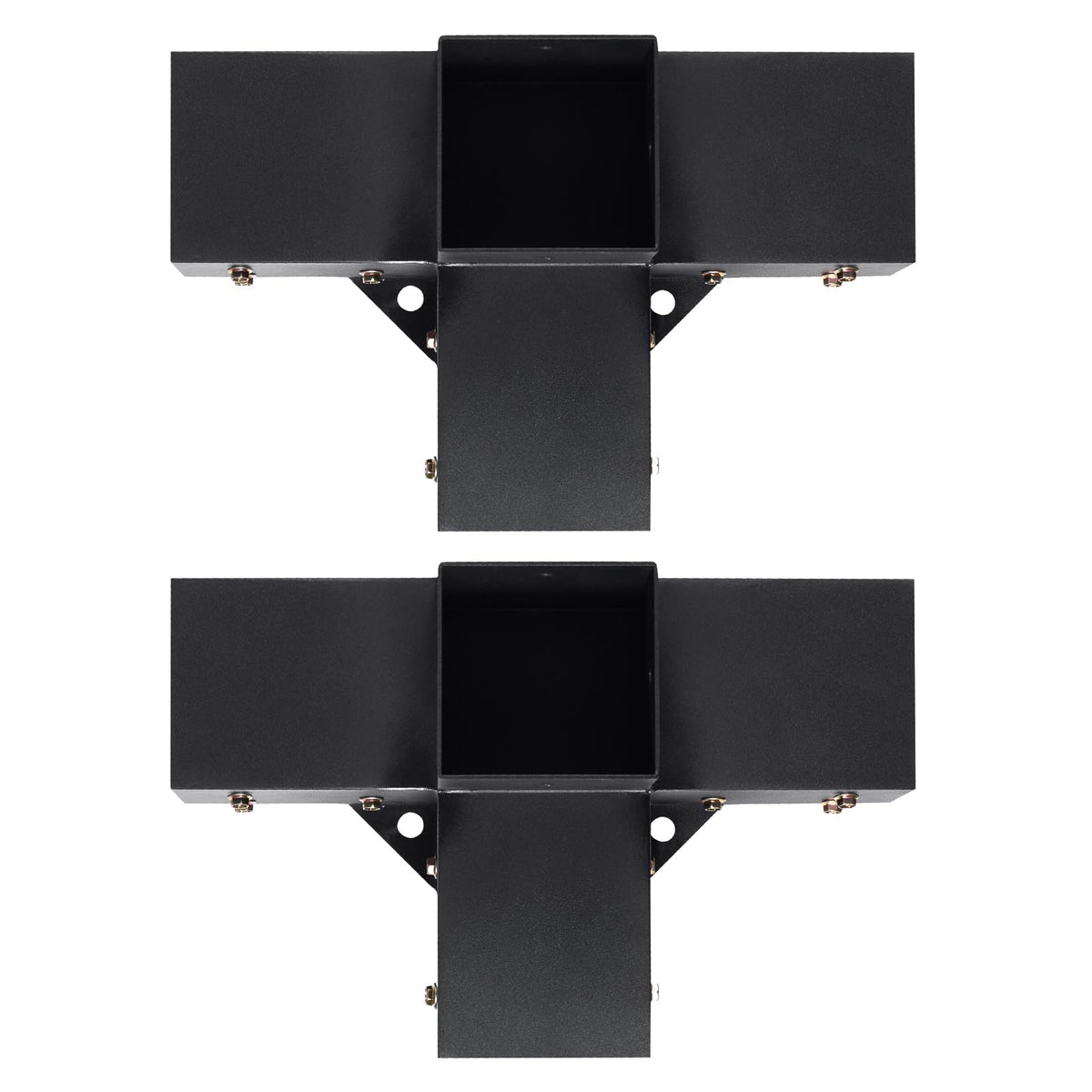 VEVOR four-way pergola bracket drainage-holes illustrates lifespan-preserving design.