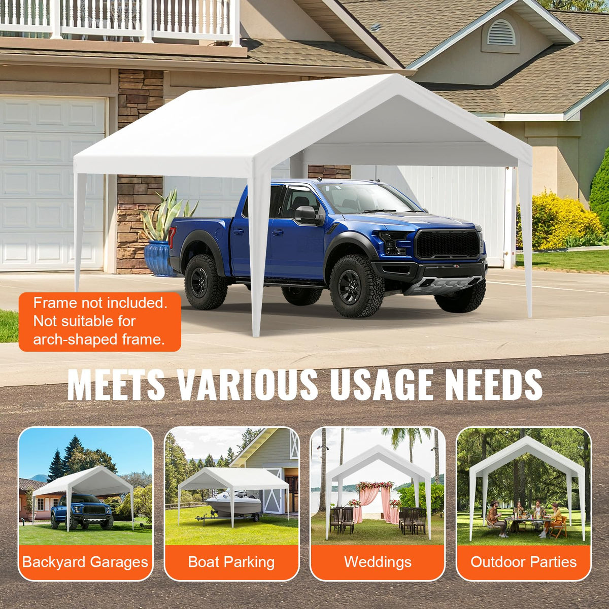 VEVOR garage canopy replacement setup showing quick DIY shelter installation