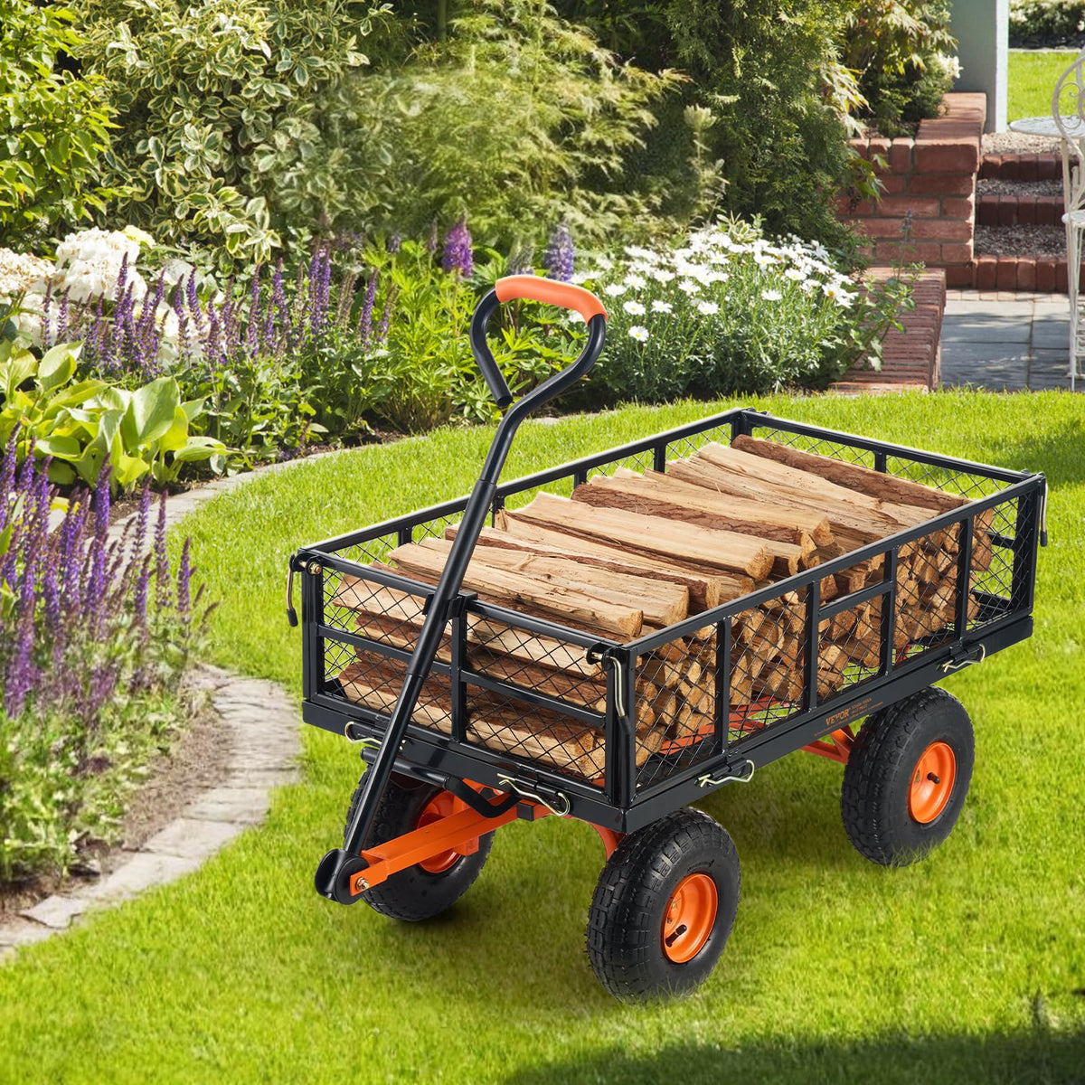 VEVOR versatile cart fits garden, orchard, farm, and warehouse tasks.