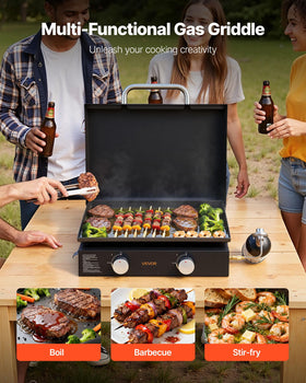 VEVOR Gas Griddle dual burners enable independent heat control for versatile cooking