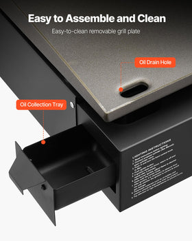 VEVOR Gas Griddle oil drain tray simplifies post-cook cleanup