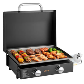 VEVOR Gas Griddle top view showing a spacious 22-inch cooking area for family meals