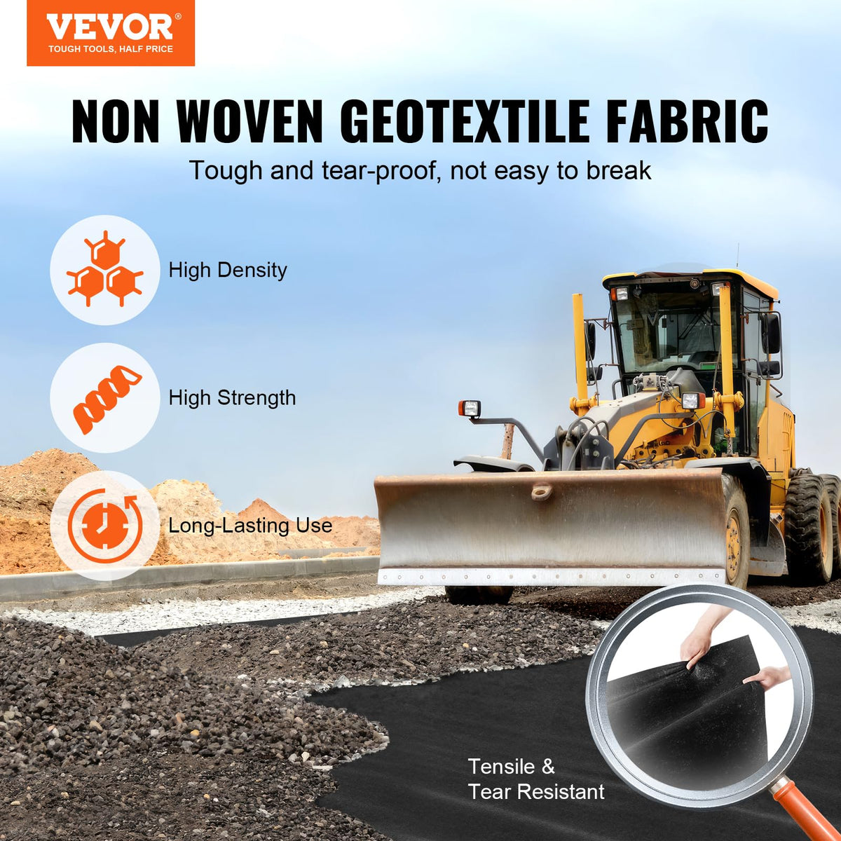 Close-up of the 8oz non-woven fabric texture for weed barrier