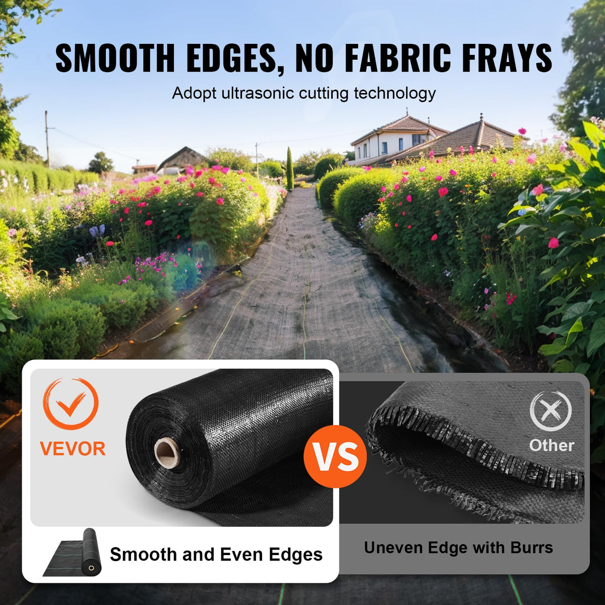 VEVOR fabric features green stripes to align plants during installation.