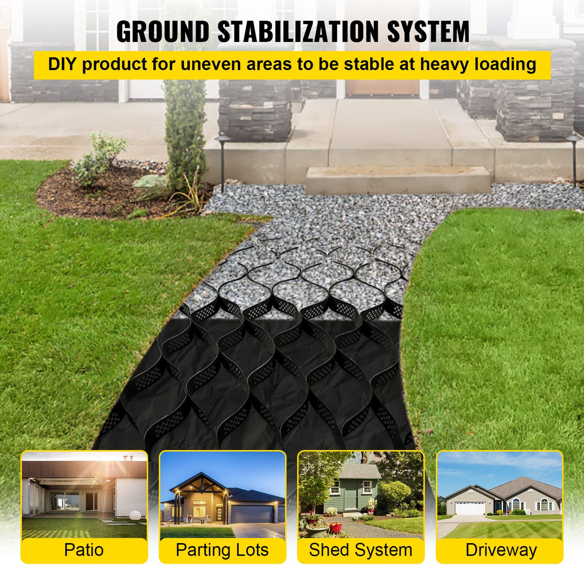 VEVOR Ground Grid for driveways stabilizes soft ground and supports heavy loads