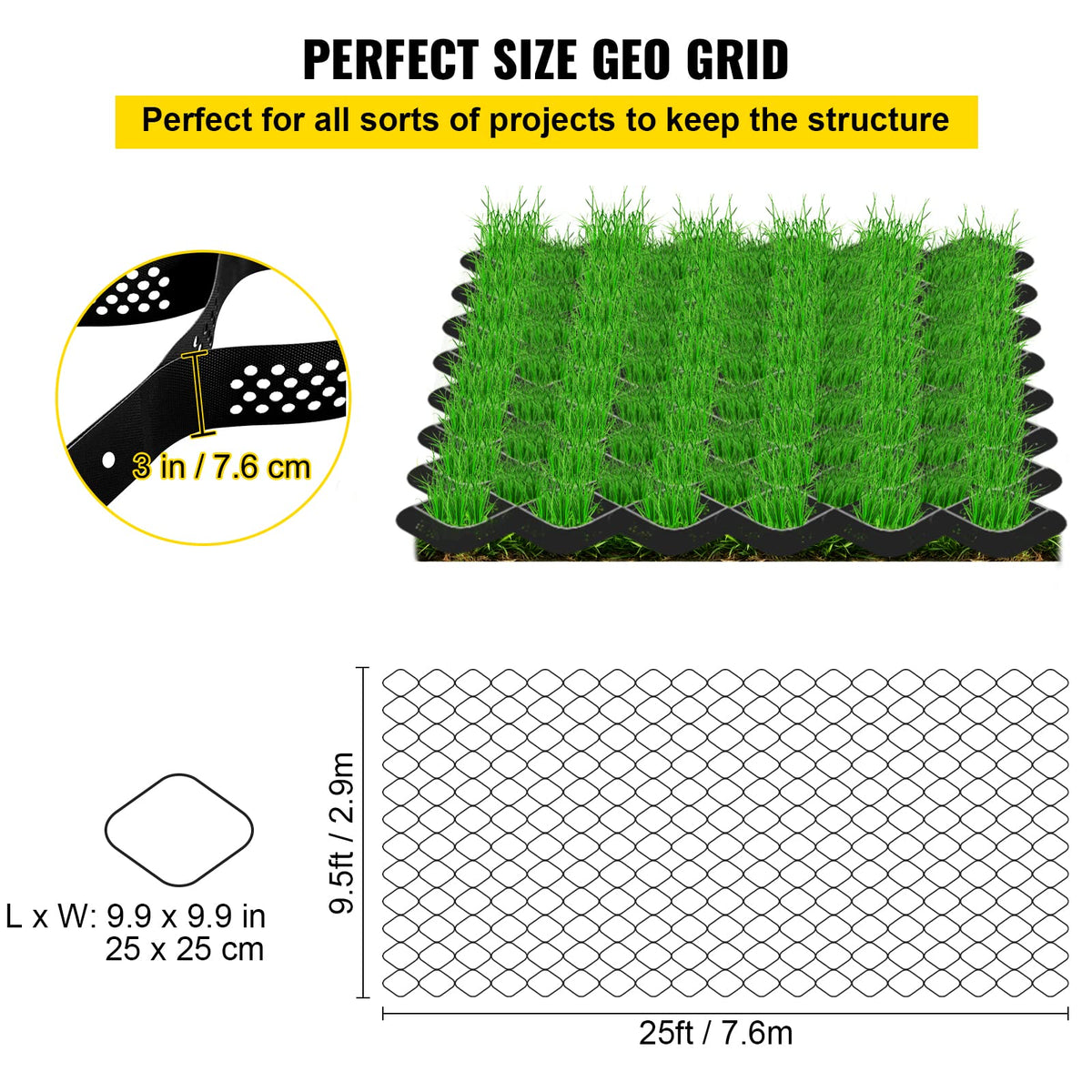 VEVOR Ground Grid on slopes protects against erosion and enables safe traffic