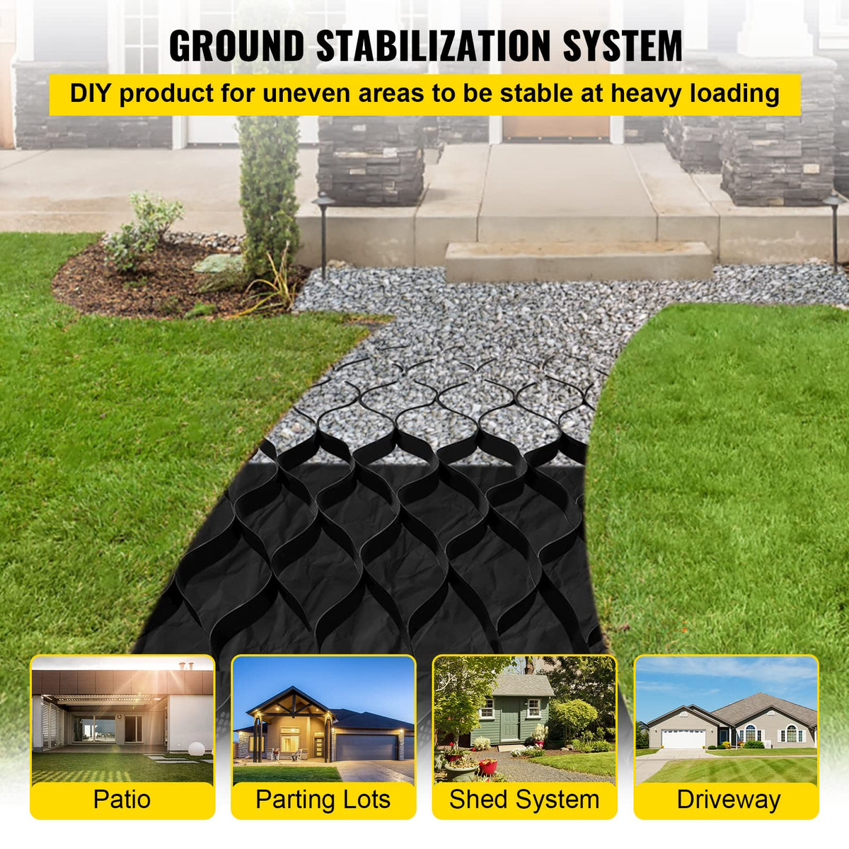 VEVOR Ground Grid 2in depth installation on sloped ground