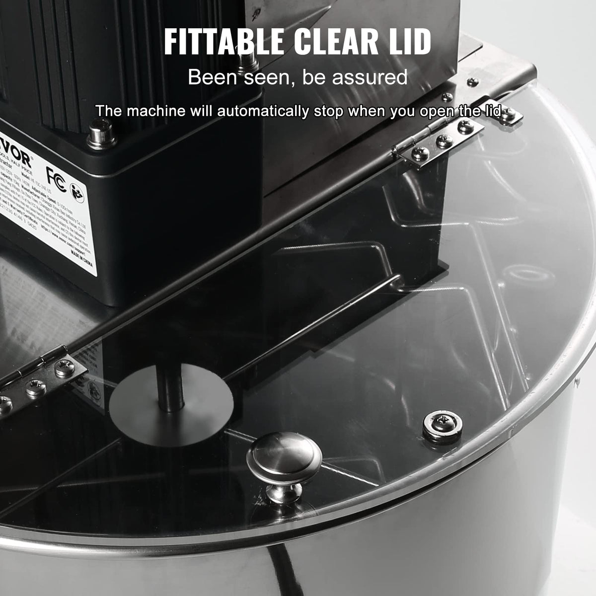 VEVOR safety feature stops shaker when lid opens