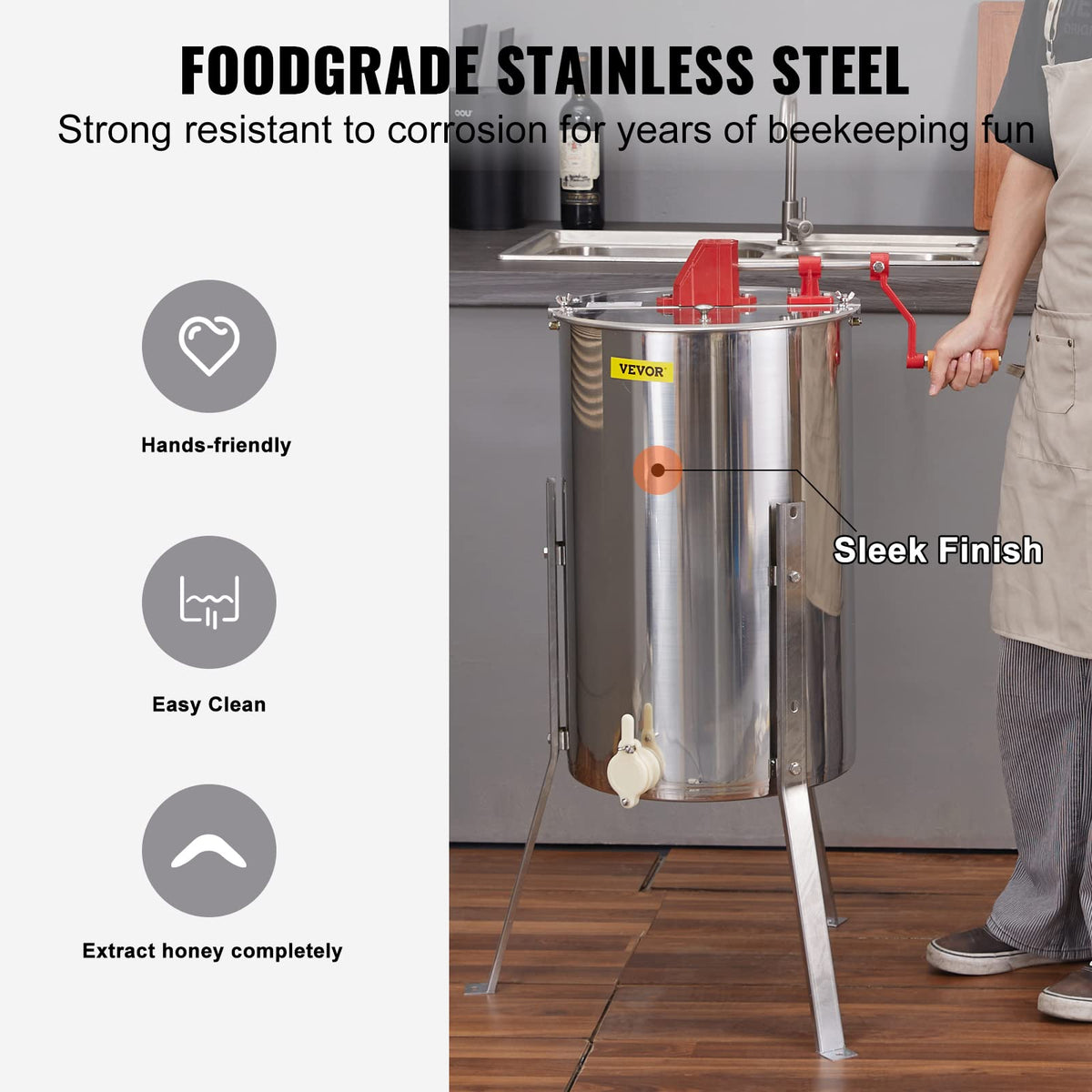 Ergonomic hand crank reduces effort during manual extraction