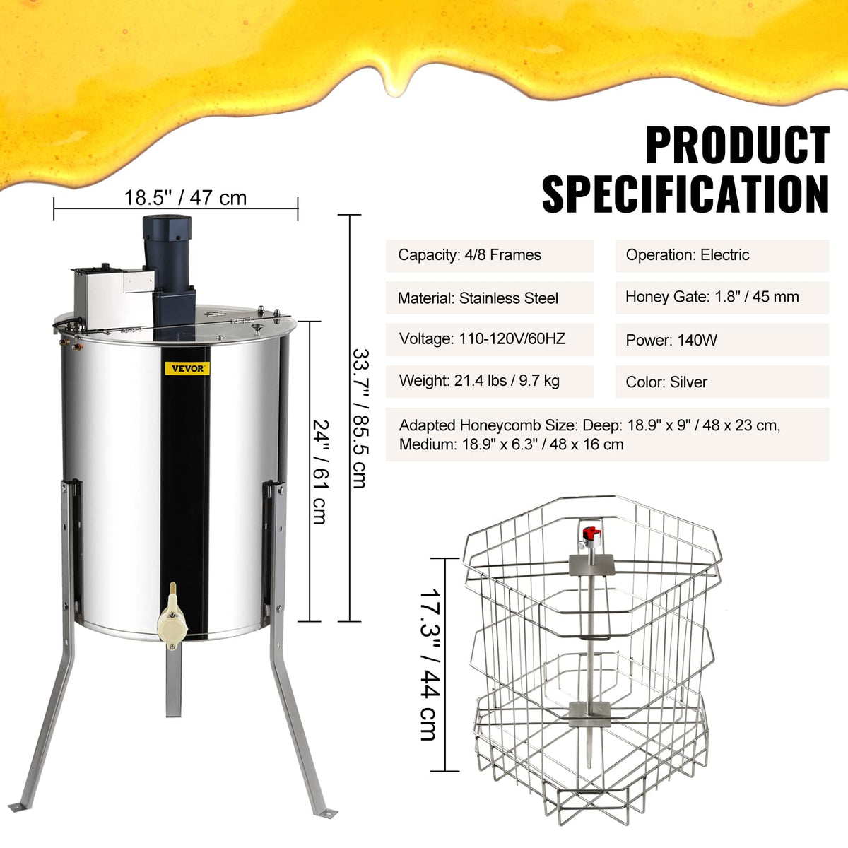 VEVOR sturdy bolted legs provide a stable setup