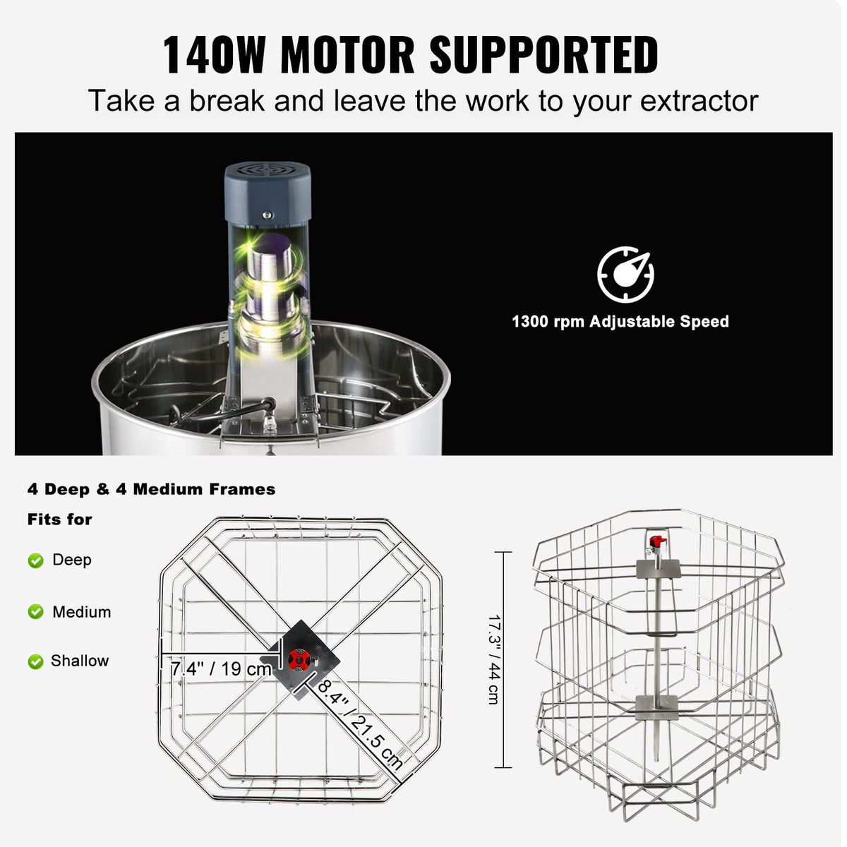 VEVOR extractor with transparent lid view to observe honey flow