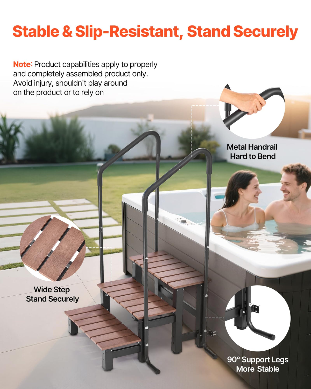 VEVOR hot tub steps wide treads provide stable climbs and easy access